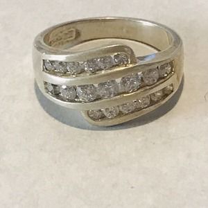 Sterling Silver Cubic Zirconia Ring Channel Setting Size 6 1/2 925 Signed GVI